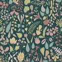 Papeldecor|Typische skandinavische florale Tapete mit grünem Hintergrund|Tapeten