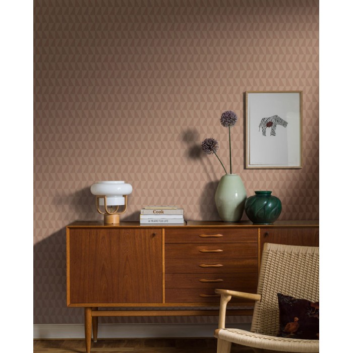 Papeldecor|Papier peint géométrique dans des tons roses et marron|Papier Peint