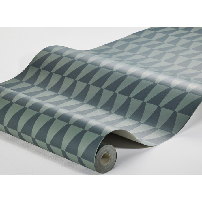 Papeldecor|Geometrische blaue und grüne Tapete im typisch skandinavischen Stil|Tapeten