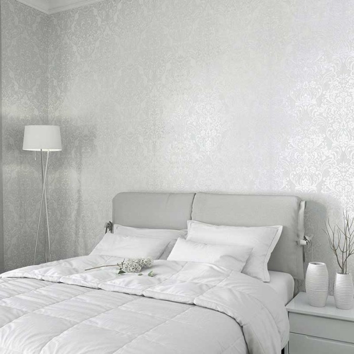 Marburg|Papel pintado ornamental efecto hormigón gris|Damasco