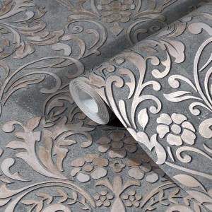 Marburg|Papel pintado ornamental efecto hormigón gris|Damasco