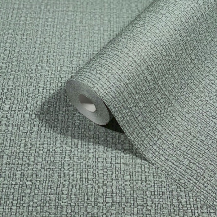 Papel pintado mimbre o rafia turquesa efecto brillo - Marburg Vintage 32811