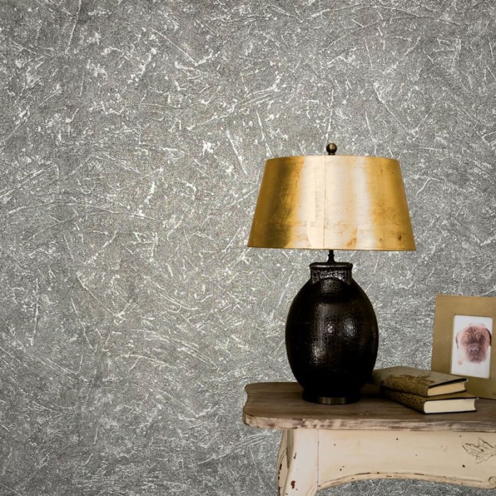 Papel pintado efecto yeso con textura negro brillo - Marburg Vintage 32818