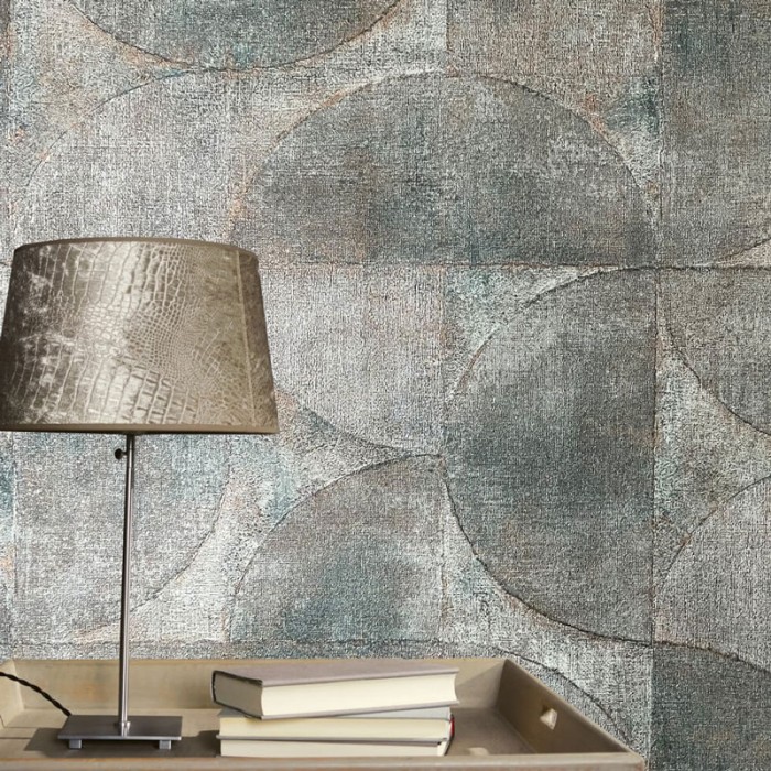 Marburg|Wallpaper imitation gray and brown cement with circles|Circles
