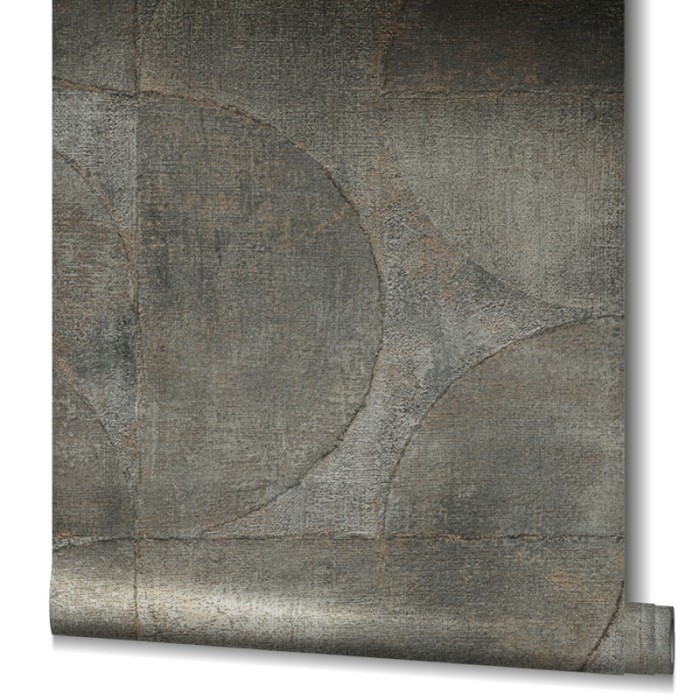 Marburg|Wallpaper imitation gray and brown cement with circles|Circles