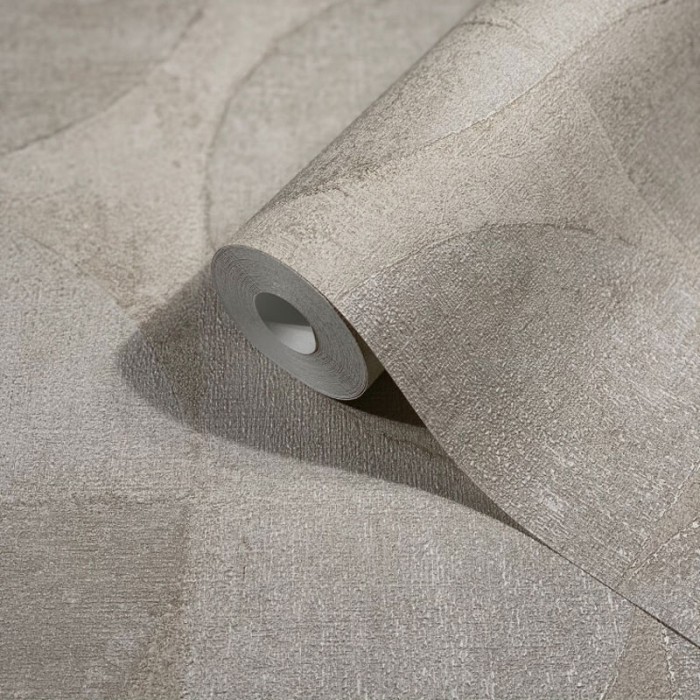 Marburg|Papel pintado semicírculos estilo industrial beige y gris|Circulos