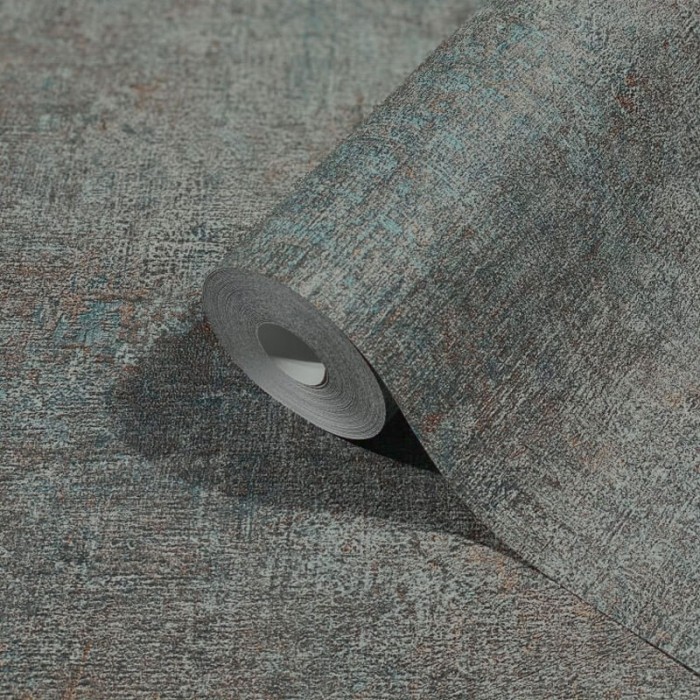 Marburg|Papel pintado textura hormigón verde y cobrizo brillo|Papel Pintado