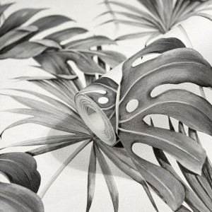 Marburg|Papier Peint tropical grandes feuilles vertes et grises|Tropical