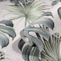 Marburg|Tropical large leaf wallpaper in green and gray|Tropical