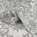 Papeldecor|Tapete Damast Grau metallisch Betonoptik|Tapeten