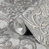 Papeldecor|Grey and gold damask wallpaper with an industrial touch|Wallpaper