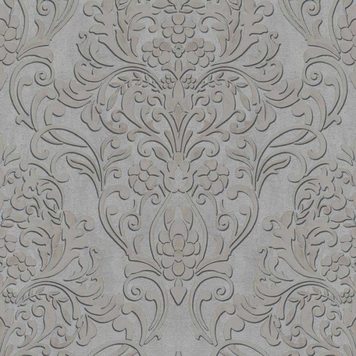 Papeldecor|Papier peint damassé gris et or avec touche industrielle|Papier Peint