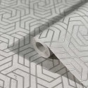 Papeldecor|3D-Tapete geometrische Muster in Silber, Betoneffekt|Tapeten