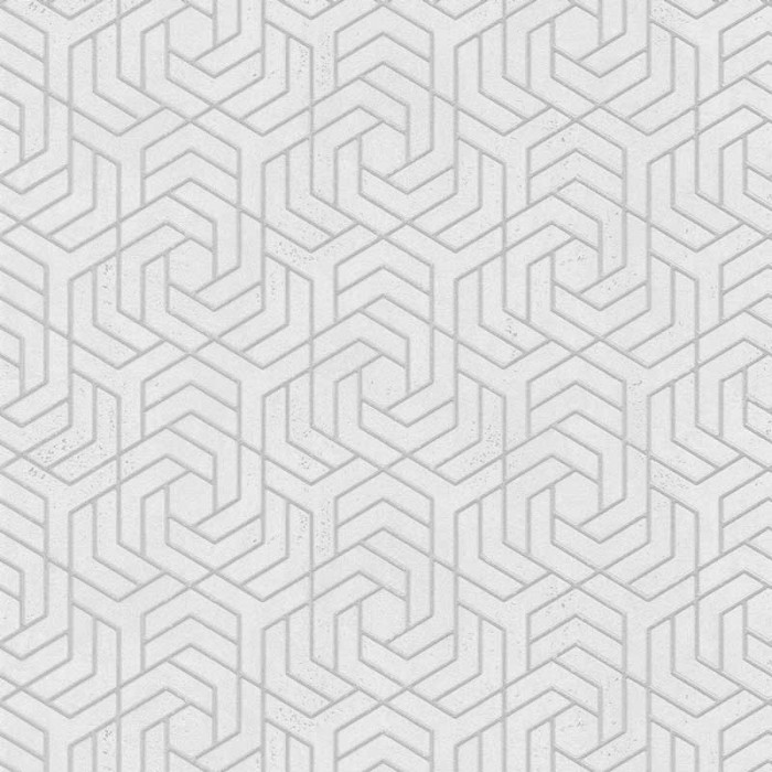 Papeldecor|3D silver geometric motifs wallpaper, concrete effect|Wallpaper