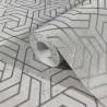 Papeldecor|Papier peint effet 3D béton gris avec ornements dorés|Papier Peint