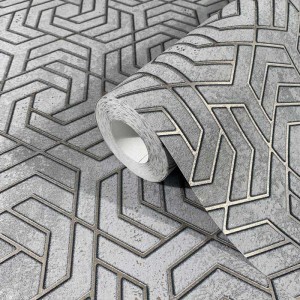 Casadeco|Dreidimensionale Tapete mit geometrischen braunen Polygonen|Tapeten