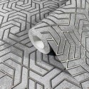 Papeldecor|Wallpaper metallic gray concrete labyrinth|Wallpaper