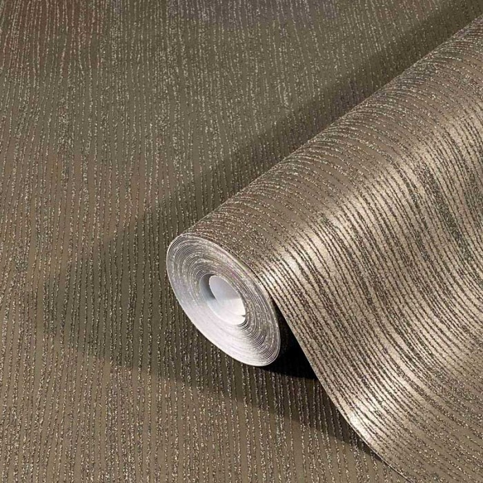 Papel pintado marrón efecto arena con brillo y textura rayada -  221-2339
