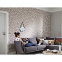 Papeldecor|Wallpaper floral light grey with red metallic leaves|Wallpaper