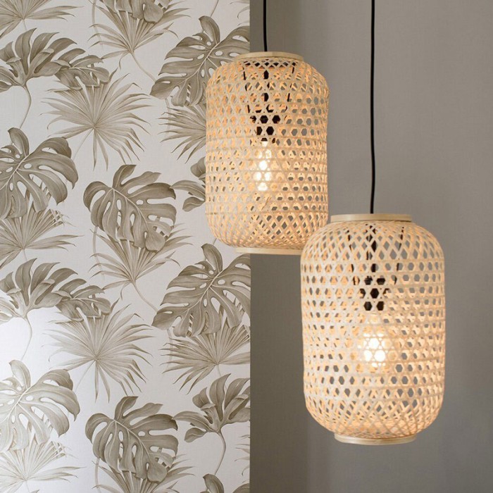 Papeldecor|Papel pintado tropical blanco y marrón sepia|Papel Pintado