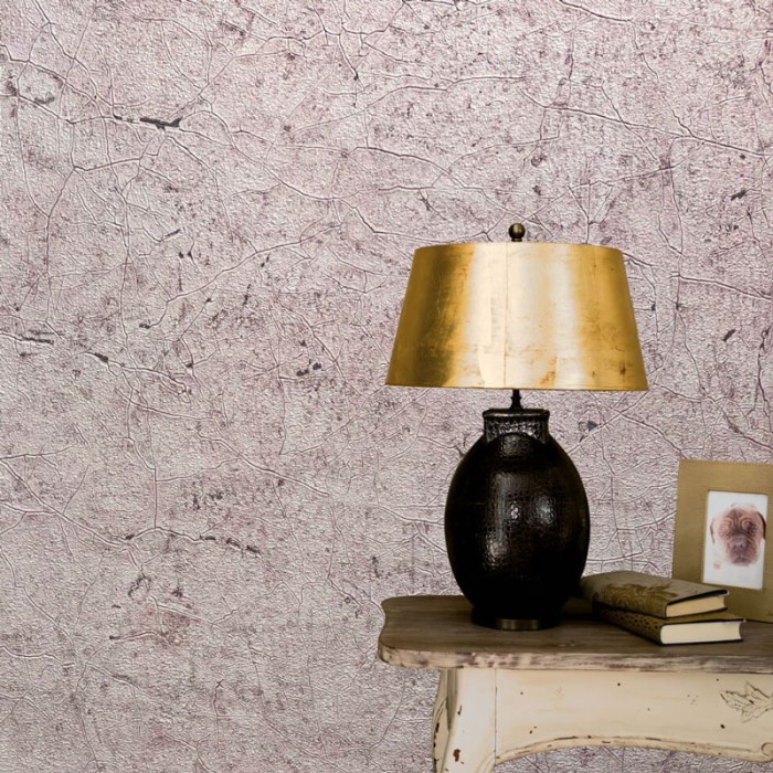Papeldecor|Papier peint aspect plâtre avec fissures, rose ancien|Papier Peint