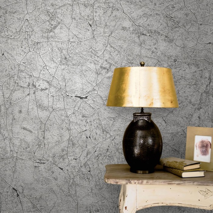 Papeldecor|Industrial wallpaper imitation gray plaster with cracks|Wallpaper