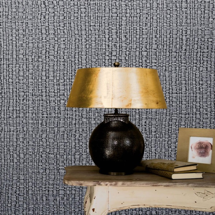 Papeldecor|Wallpaper imitation silver-gray wicker with gloss|Wallpaper