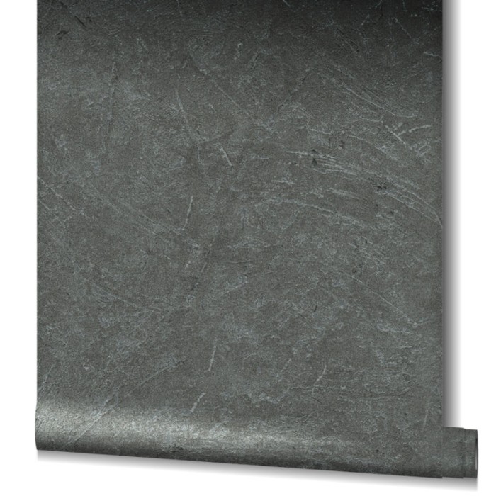 Papeldecor|Tapete Putzoptik Schwarz glänzend|Tapeten