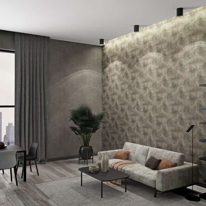 Papeldecor|Papel pintado formas circulares gris marrón efecto cemento|Papel Pintado