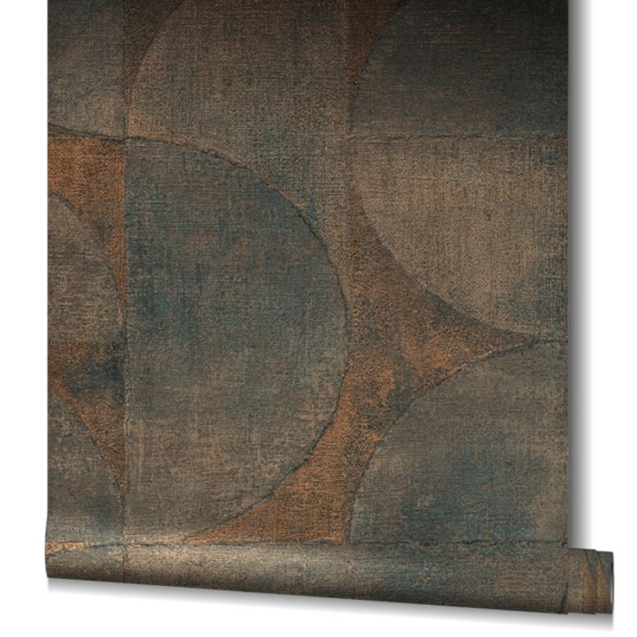 Papeldecor|Papier peint style industriel demi-cercles brun-bleu|Papier Peint
