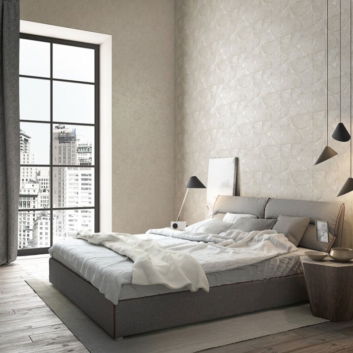 Papeldecor|Papel pintado semicírculos estilo industrial moderno beige gris|Papel Pintado