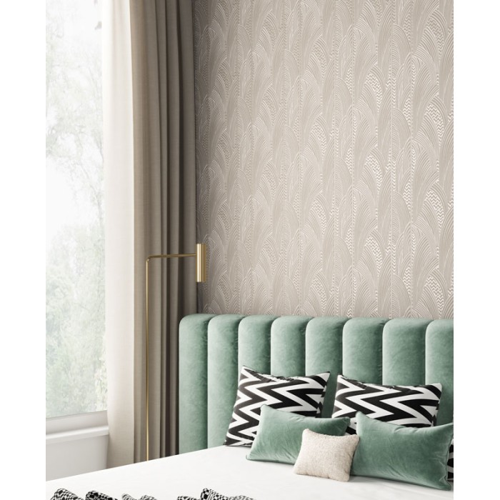 Khroma|Papel Pintado arcos y zigzags beige con detalles brillantes|Papel Pintado