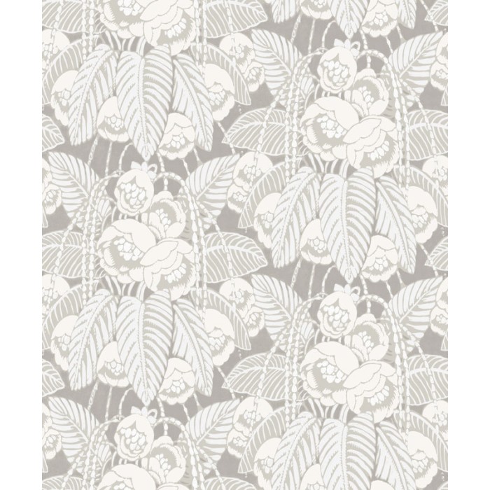 Khroma|Florale Tapete Beige und Grau mit Glanzakzenten|Tapeten