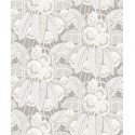 Khroma|Florale Tapete Beige und Grau mit Glanzakzenten|Tapeten