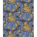 Khroma|Papier peint floral bleu et doré éclat sur fond noir|Papier Peint