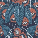 Khroma|Exotische Blumentapete mit metallischen Details Blau und Rot|Tapeten