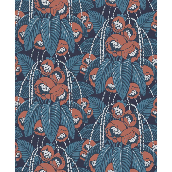 Khroma|Exotic floral Wallpaper with metallic blue and red details|Wallpaper