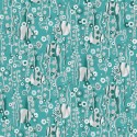 Khroma|Papier peint floral abstrait turquoise et argent brillant|Papier Peint