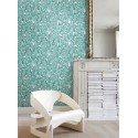 Khroma|Turquoise and silver floral abstract Wallpaper with shimmer|Wallpaper
