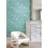 Khroma|Papel Pintado floral abstracto turquesa y plata con brillo|Papel Pintado