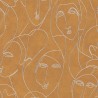 Khroma|Papier peint visages égyptiens moutarde et argent métallisé|Papier Peint