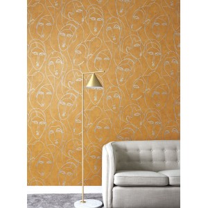 Grandeco|Papier peint palmiers tropicaux beige et or|Papier Peint 2