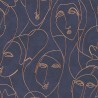 Khroma|Egyptian faces Wallpaper in blue and bronze metallic|Wallpaper
