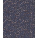 Khroma|Papel Pintado rostros egipcios azul y bronce metalizado|Papel Pintado