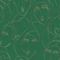 Khroma|Egyptian faces Wallpaper in green and golden metallic tones|Wallpaper