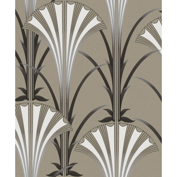 Papeldecor|Papier Peint éventails avec brillance Art-Déco beige champagne|Papier Peint