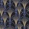 Papeldecor|Papel pintado Art Déco moderno con brillo dorado y morado con fondo negro|Papel Pintado