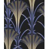 Papeldecor|Papel pintado Art Déco moderno con brillo dorado y morado con fondo negro|Papel Pintado
