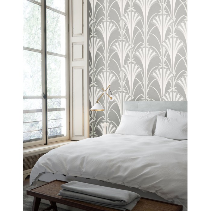 Papeldecor|Papier peint de style Art Déco avec des reflets verts et argentés|Papier Peint