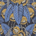 Papeldecor|Tapete Blau-Goldene Blumen glänzend auf Schwarz|Tapeten